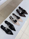 Belted Pointy Toe Slid On kitten Heels